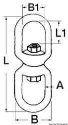 Giratoria, de doble ojo AISI 316 4 mm